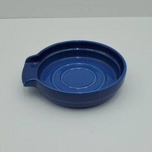 Martha Stewart Blue Stoneware Spoon Rest Round Ribbed Blue Spoon Holder